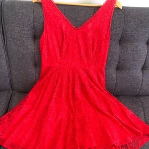 Express lace fit and flare dress